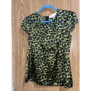 Mac And Jac Babydoll Cap Sleeve Shirt L Secretary Office Siren Green Y2K